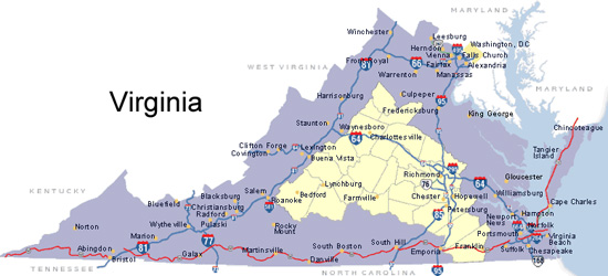 Map Of Washington State Regions. Map of Virgnia