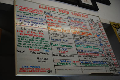 Alpine Beer Menu